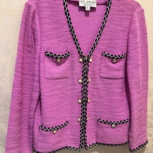 St John wool jacket; size 10; navy and white braid trim